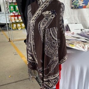 Camel Brown and Tan Cashmere Scarf or Wrap